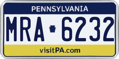 PA license plate MRA6232