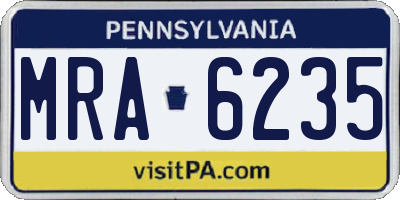 PA license plate MRA6235