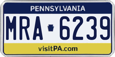 PA license plate MRA6239