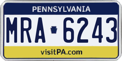 PA license plate MRA6243