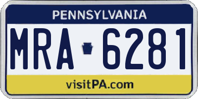 PA license plate MRA6281