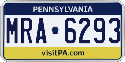 PA license plate MRA6293