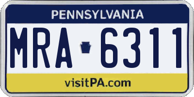 PA license plate MRA6311