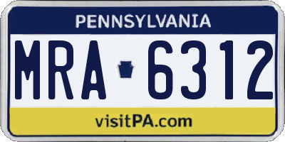 PA license plate MRA6312