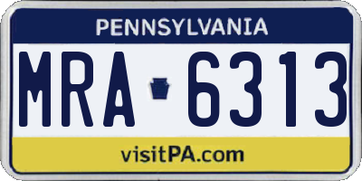 PA license plate MRA6313