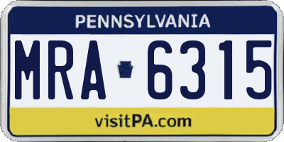 PA license plate MRA6315