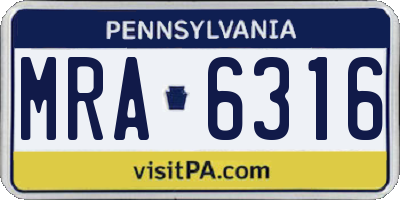 PA license plate MRA6316