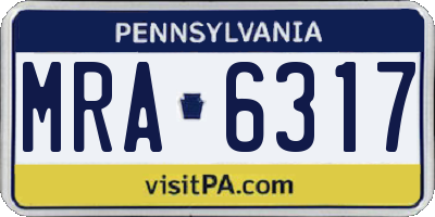 PA license plate MRA6317