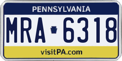 PA license plate MRA6318