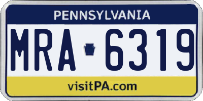 PA license plate MRA6319