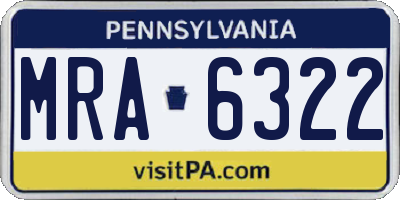 PA license plate MRA6322