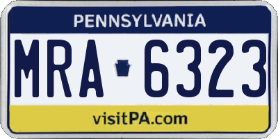 PA license plate MRA6323