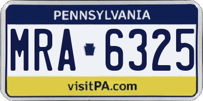 PA license plate MRA6325