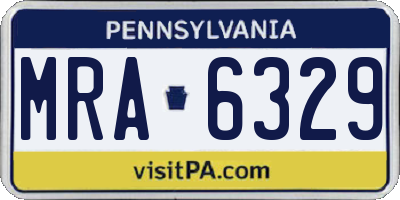 PA license plate MRA6329