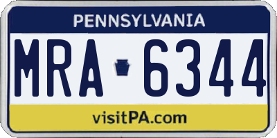PA license plate MRA6344