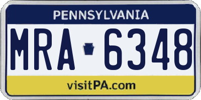 PA license plate MRA6348