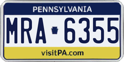 PA license plate MRA6355