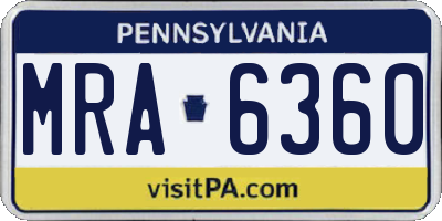 PA license plate MRA6360