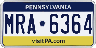 PA license plate MRA6364