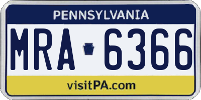 PA license plate MRA6366