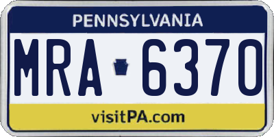PA license plate MRA6370