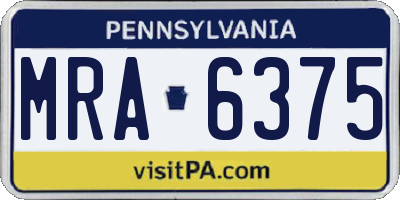 PA license plate MRA6375