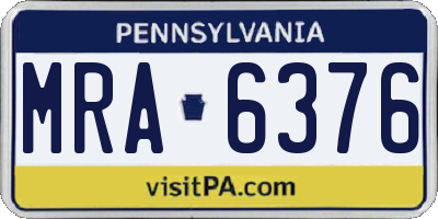 PA license plate MRA6376