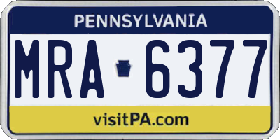 PA license plate MRA6377
