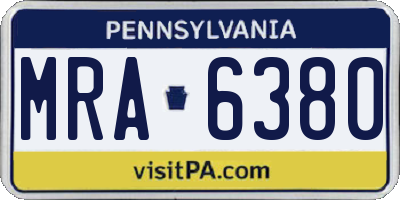 PA license plate MRA6380
