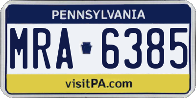 PA license plate MRA6385