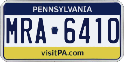 PA license plate MRA6410