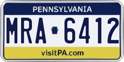 PA license plate MRA6412
