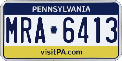 PA license plate MRA6413