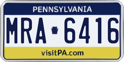 PA license plate MRA6416