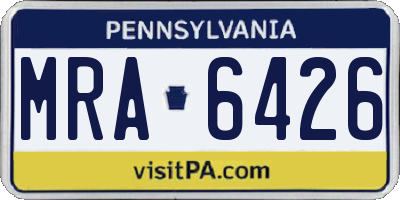PA license plate MRA6426