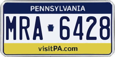 PA license plate MRA6428