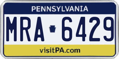 PA license plate MRA6429