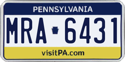 PA license plate MRA6431