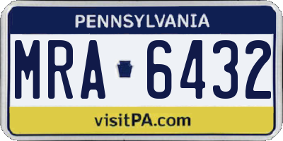 PA license plate MRA6432