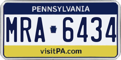 PA license plate MRA6434