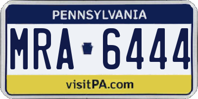 PA license plate MRA6444