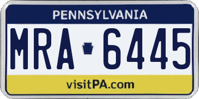PA license plate MRA6445