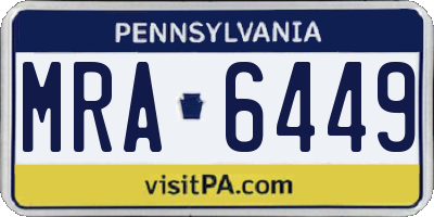 PA license plate MRA6449