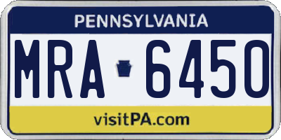 PA license plate MRA6450