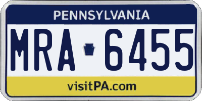 PA license plate MRA6455