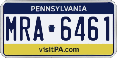 PA license plate MRA6461