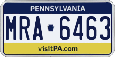 PA license plate MRA6463
