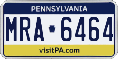 PA license plate MRA6464