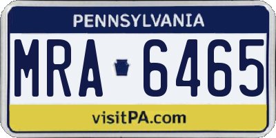 PA license plate MRA6465