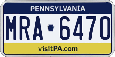 PA license plate MRA6470